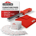 X-Protector Furniture Pads Preparation Set - Includes Metal File, Microfiber Cloth & 20 Cleaning Wipes - Furniture Surface Prep Kit for Easy Installation of Furniture Pads! - size: Prep Set