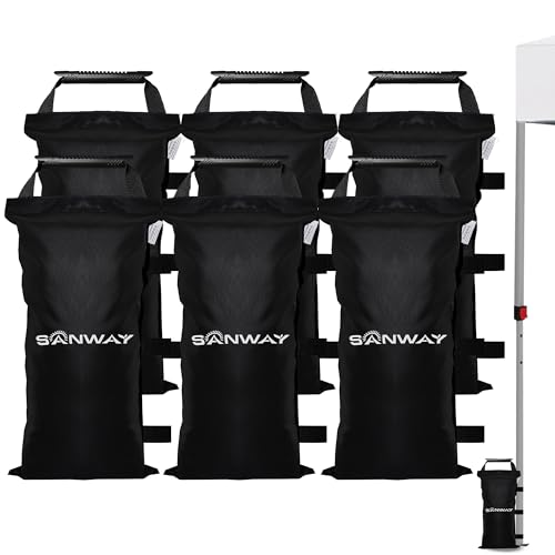 SANWAY 180 LBS (Unfilled) Sand Bags for Canopy Weights, Windproof-Portable and Durable to Secure Tents, Canopies, and Umbrellas-Black - color: Black - 6 PCS