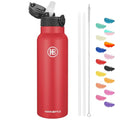 Han's Bottle Sports Water Bottle - 24 Oz, Straw Lid, Leak Proof, Vacuum Insulated Stainless Steel, Double Walled, Thermo Mug,Red - color: Red, size: 24 Ounces