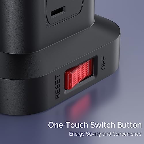 Extension Cord with Multiple Outlets, SMALLRT Power Tower, 15 FT Power Strip with USB Ports, 12 AC Outlets, Outlet Extender for Home Dorm Room Essentials, Office Supplies,Overload Protection - color: Black, size: 15 Ft without wireless charging