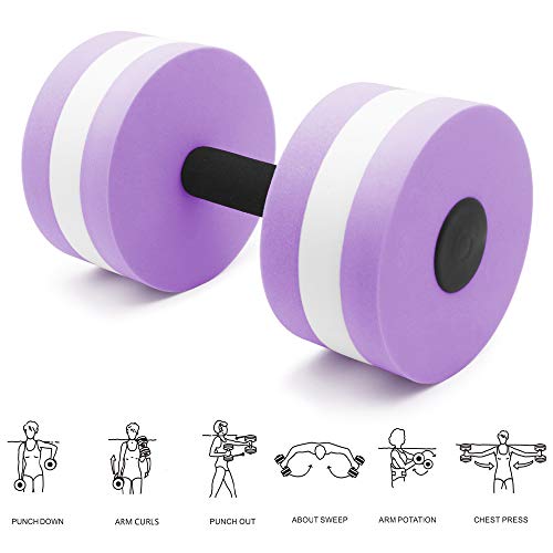 Water Dumbbells, 2Pcs Foam Barbells Water Aerobics Weight for Pool Exercise | EVA Foam, Aquatic Pool Fitness, Exercise Equipment, Lightweight, High Density, Water Resistance Weight Loss for Therapy - color: Purple