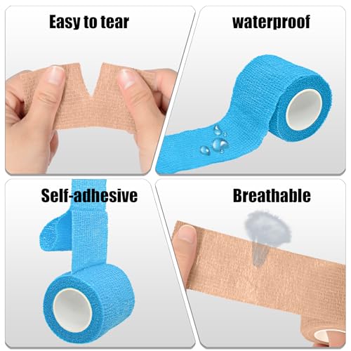 6 Pack 2 Inches Self Adhesive Bandage Wrap | Breathable Cohesive Bandage Elastic Tape for Pets, Athletic, Sports, Wrist, Knee, Ankle(5 Yards Per Roll, Skin Color) - color: Skin Color, size: 2 Inch