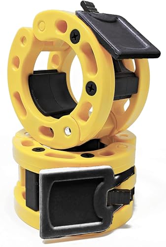 Clout Fitness Olympic Barbell Clamps Collars Quick Release Pair of Locking Weight Clips Fit 2 Inch Barbell for Weightlifting - color: Yellow and Black, style: Classic Quick Release