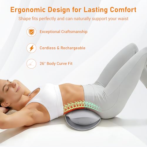 Multifunctional Electric Lumbar Traction Device for Daily Lumbar Comfort, Cordless Battery-Powered Back Traction Device with 3 Modes Dynamic Traction, 3-Level Heating & Manual Adjustment