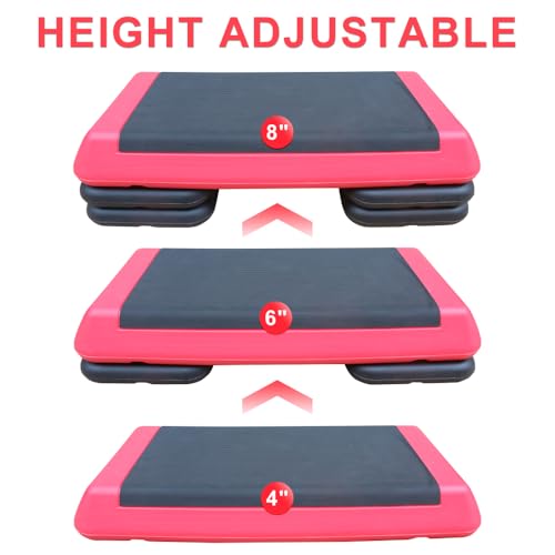 Adjustable Aerobic Stepper Platform for Home Fitness Workouts, Low-Impact Cardio Exercise Step with Non-Slip Surface