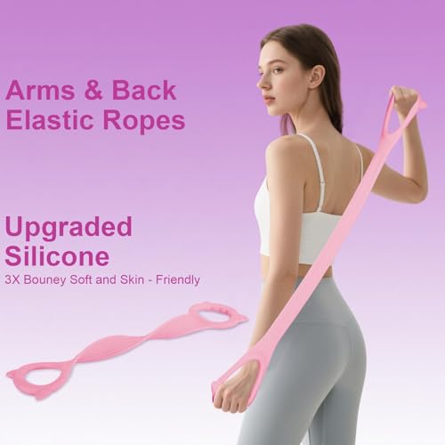 Pilates Kit, Home Pilates Equipment Set with Pilates Ring, Pilates Ball and 5 Resistance Bands, Core Strength Training Workout Kit for Flexibility & Muscle Toning - color: pink