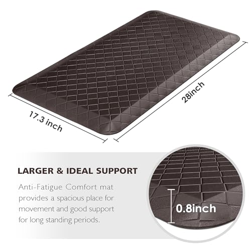 HappyTrends Kitchen Floor Mat - 4/5 Inch Thick Anti-Fatigue Kitchen Rug,Waterproof Non-Slip Kitchen Mats and Rugs Heavy Duty Ergonomic Comfort Rug for Kitchen,Office,Sink(17.3" x 28", Chocolate) - color: Chocolate, size: 28"L x 17.3"W x 0.8"Th