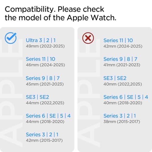 Spigen for Apple Watch Band, Compatible with Ultra 3/2/1 49mm, Series 11/10 46mm, 9/8/7 45mm, SE3/SE2/SE/6/5/4 44mm, 3/2/1 42mm - color: Active Navy