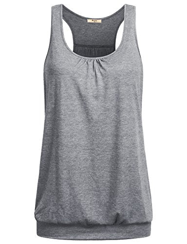 Miusey Womens Sleeveless Round Neck Loose Fit Racerback Yoga Tank Top - color: 1gray, size: Medium