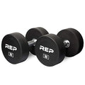 REP Fitness Urethane Coated Round Dumbbells, 5 to 100 lbs, Singles or Pairs, With or Without Rack, Steel Core, Rubber Encased, Chrome Handles, Professional Weights for Home Gym Strength Training - style: 50 lb Pair