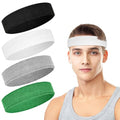 4 Pack Cotton Terry Sweat Headbands for Men Women Running Gym | 4 pack soft cotton terry headbands, Stretch 7 to 15 inches, Sweat-wicking, stays put for running, tennis, basketball & yoga - color: Black/Gray/Green/White