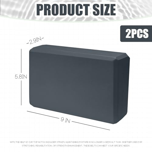 Septo 2 Pcs Yoga Blocks, 9x6x3 Inch Foam Blocks for Pilates | High density EVA foam Yoga Props lightweight non-slip surface for meditation stretching balance training - color: Grey