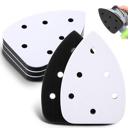 5 Pcs 6 Holes Foam Sanding Pads with Hook and Loop Backing Sander Mouse Detail Sanding Interface Pad to Increasing Flexibility and Balancing Pressure Compatible with Ryobi Sander - color: Black and White, size: 6 Holes