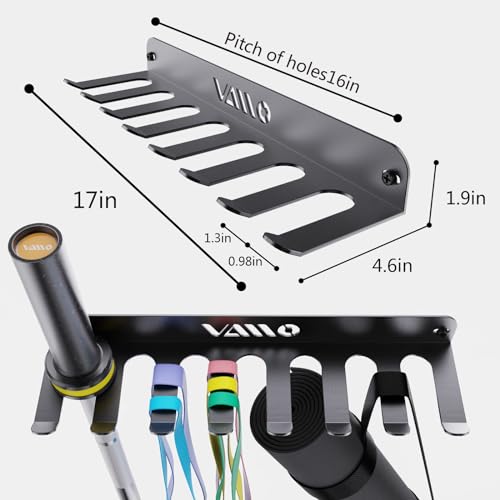 VAIIO Single Olympic Barbell Hanger,Garage Gym Bar Wall Rack,Vertical Barbell Mount Rack,Black Powder Coated,Space Saving Commercial or Home Gym Accessory,Holds Under 33mm Bar Size - color: 3mm Black 7 Hooks