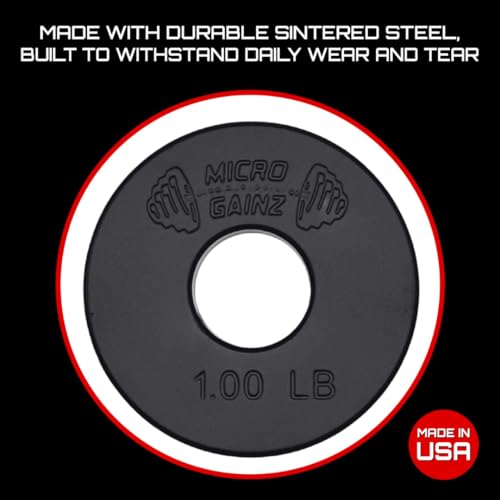 Micro Gainz Standard 1-Inch Center Hole Fractional Weight Plates Set of 2 Plates, Choose Set (.25LB-1.25LB), Designed for Standard 1-inch Barbells & Dumbbells, Made In USA - color: 1lb Black