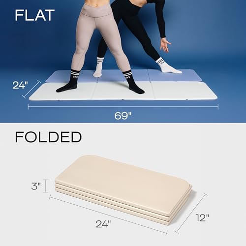 Stakt The Original Foldable Yoga Mat, Premium Foldable Exercise & Workout Mat with Non-Slip Surface, Lightweight Portable for Studio or Home Use, As Seen on Shark Tank - color: Dune