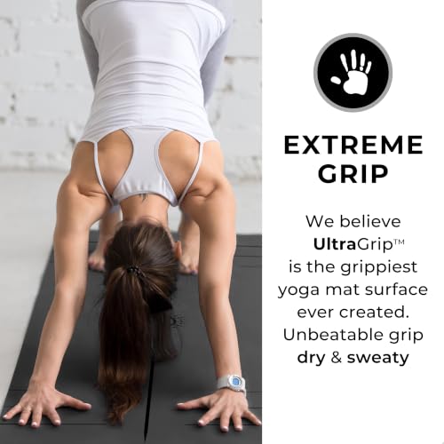 Plyopic Ultra Grip Pro Yoga Mat – Extreme Non-Slip Grip for Dry & Sweaty Practice, Alignment Lines, Cushioned Support, Extra Wide 72 x 26 in, for Yoga, Pilates & Hot Yoga - color: PoseMap Alignment - Signature Black