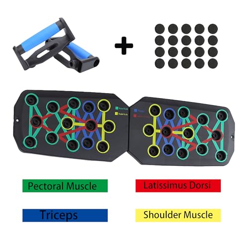 Push-up board, 20 in 1 Exercise Pushup Bar Handles Foldable Home Workout Equipment with Color-Coded System Multi-Functional Pushup Stands for Strength Training, Chest, Arms & Core, Portable Gym for Men & Women Fitness Accessories