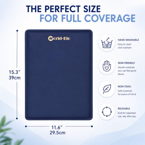 WORLD-BIO 2Pcs Flexible Large Gel Ice Pack for Injuries,Reusable Cold Packs | 11.5" x 15.4" Lareg Size,Stays Flexible When Frozen, Hot Cold Gel Packs for Back, Shoulders, Waist, Legs,Long-Lasting Cold - size: 2cps 12*16"