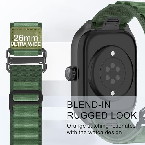Alpine Loop Nylon Band - Compatible with Apple Watch Ultra 2/Ultra Bands 49mm 45mm 44mm for Men Women, Adjustable with Metal C Hook Strap for iWatch Ultra 2 iWatch Ultra Series 10 46mm SE/9/8/7/6/5 - color: Alpine/Dark Green Black