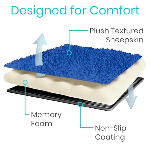 Vive Mobility Knee Scooter Pad Cover - Soft Plush Adult Sheepskin Memory Foam Cushion, Walker Accessory for Knee Roller, Padded Accessories Leg Cart Improves Comfort with Injury, Universal Fit (Blue) - color: Blue
