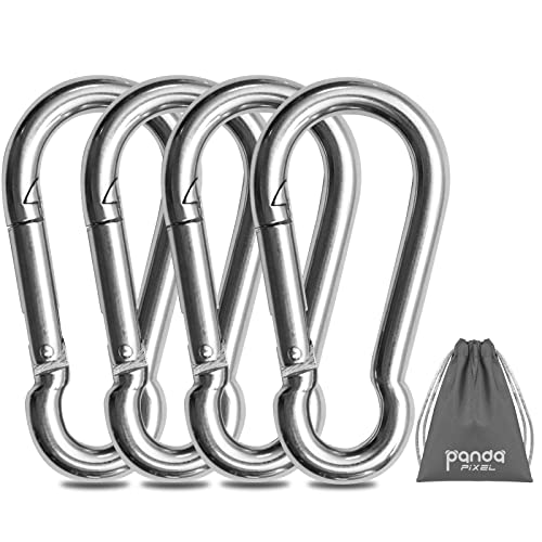 Pixel Panda Heavy Duty Carabiner 1000lbs for Gym & Outdoor - color: 4pcs-3.15inch Silver