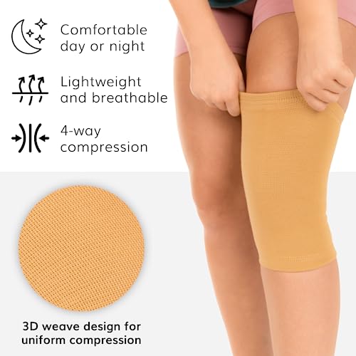 BraceAbility Elastic Slip-on Knee Sleeve | Flexible Fabric Knee Pain Compression Bandage for Stretchy, Lightweight & Comfortable Support - size: XXX-Large