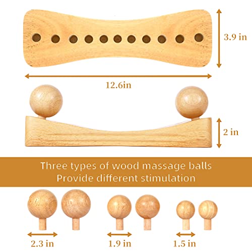 Psoas Release Tool,Neck Back Psoas Hip Hook Stretcher,Wood Therapy Massage Tools,with Adjustable 6 Massage Heads - color: Nature Color