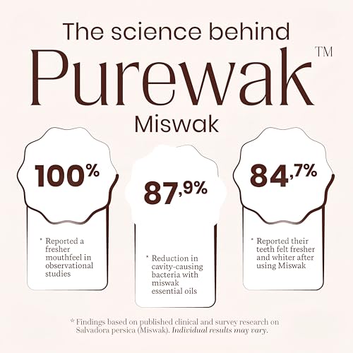 Miswak Sticks, 100% Natural Miswak, Traditional Tooth Cleaning Sticks - 3 Months Supply, 1 Pack, 12 Miswak Sticks with Holder.