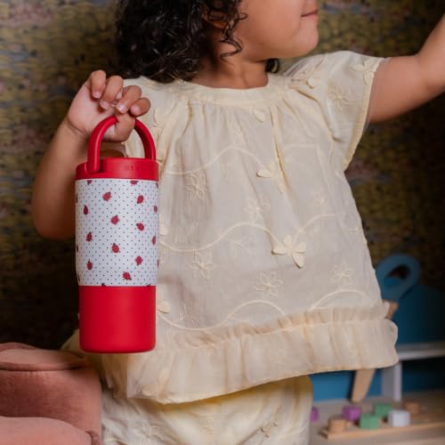 HydroJug Sport 14 oz Insulated Kids Water Bottle with Straw, Ladybug - color: Ladybug, size: 14oz
