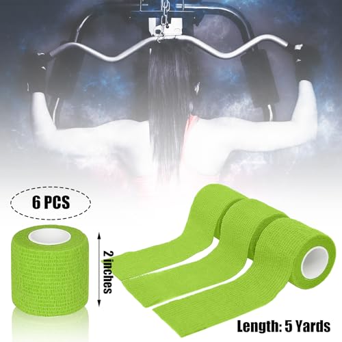 6 Pack 2 Inches Self Adhesive Bandage Wrap | Breathable Cohesive Bandage Elastic Tape for Pets, Athletic, Sports, Wrist, Knee, Ankle(5 Yards Per Roll, Grass Green) - color: Grass Green, size: 2 Inch