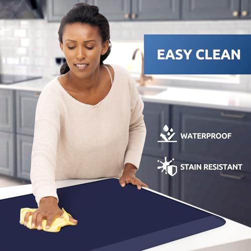 KitchenClouds Kitchen Mat Cushioned Anti Fatigue Rug 20"x39" Water Resistant, Non Slip, Standing and Comfort Desk/Floor Mats for House Sink Office (Blue) - color: Blue, size: 39"L x 20"W x 0.8"Th