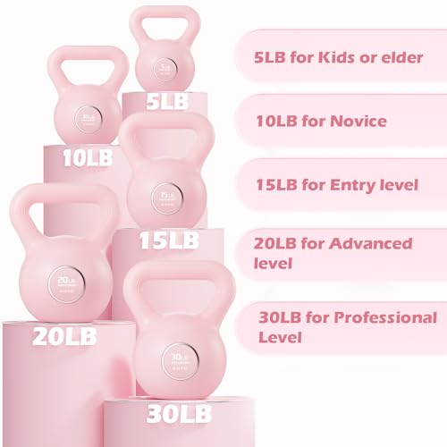 KHTO Kettlebells Fitness Exercise-Pink Strength Training Kettlebell Sets,Dumbbell Weights for Home Gym Equipment - style: 10LB