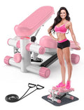 Steppers for Exercise at Home, KitGody Mini Stepper with Resistance Bands, Portable Stair Stepper for Home 330LBS Capacity, Adjustable Height Fitness Stepper Machine