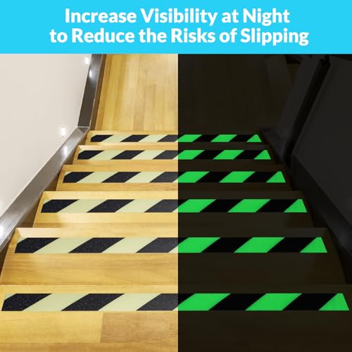 LifeGrip Anti Slip Traction Tape with Glow in Dark Green, 2 Inch x 38 Feet - Best Grip, Friction, Abrasive Adhesive for Stairs, Tread Step, Indoor and Outdoor, Green/Black (2 inch X 38 feet) - color: Black/Glow in the Dark, size: 2" X 38'