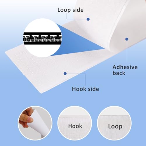 2''×27Ft White Heavy Duty Hook And Loop Tape Adhesive, No Punching Picture Wall Hanging Roll, Sticky Back Couch Cushions Grip, Keep Rugs in Place, Strong Adhesive Tape for DIY at Classroom Office Home - size: 2In × 27Ft, style: White