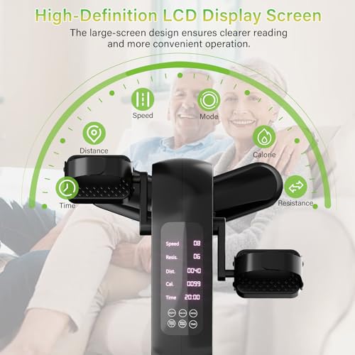 Mini Exercise Bike, Motorized Under Desk Pedal Exerciser Leg/Arm Cycle for Senior, Auto&Manual Mode, Adjustable Speed, LCD Display, Remote Control - size: 12 Speed 6 Resistance