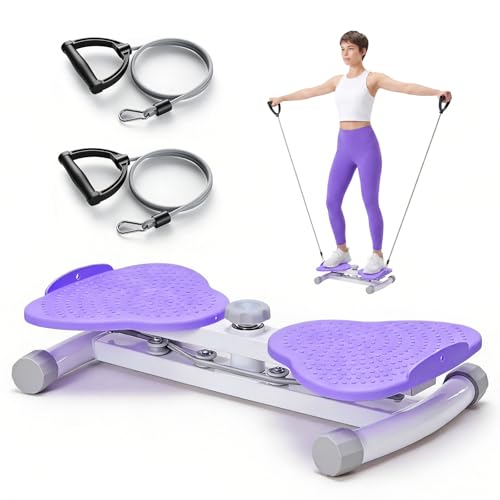 DUMOS Waist Twister Machine Exercise, Ab Twister Board, 300 lbs Capacity, Noiseless Fitness Tool for Core & Belly Fat Workout, Anti-Slip Home Gym Equipment - color: Purple & Grey