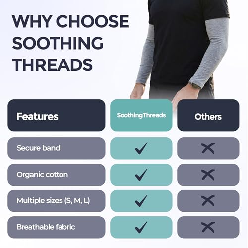 100% Organic Cotton Eczema Arm Sleeves - Anti Scratch, Secure Fit, Washable, Unisex, 1 Pair - size: Large