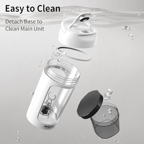 PROCHAIN Electric Protein Shaker Bottle, 22oz BPA-Free Tritan Mixer | USB Rechargeable, Shaker Cups for Protein Shakes, Portable Mixer, with Powder Storage Cup, for Gym, Workout, Sports Nutrition - color: White
