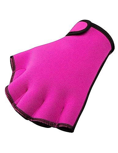 FitsT4 Sports Aqua Gloves Webbed Paddle Swim Gloves Fitness Water Aerobics - color: Rose Red, size: Medium