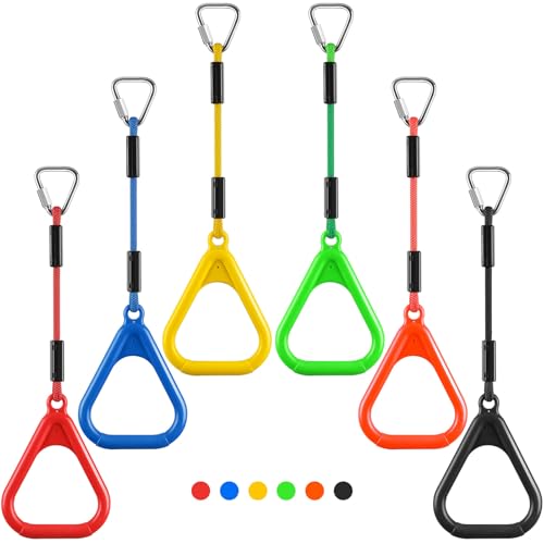 PELLOR Gymnastic Ring, Ninja Rings, Monkey Bars Adjustable Children's Home Gym Equipment, Pull Up Rings Sets for Workout Bodyweight Fitness Training - color: 6 Color