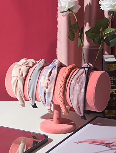 T-Bar Headband Holder Organizer for Show, Soft Velvet Hairband Stand Display, Hair Hoop Accessories Jewelry Storage for Home Bedroom (Peach Velvet) - color: T-Bar Peach Velvet
