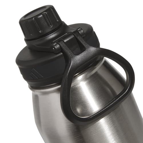 adidas Stainless Steel Metal Water Bottle 34 oz (1L) Screw Cap - color: Stainless Steel/Black