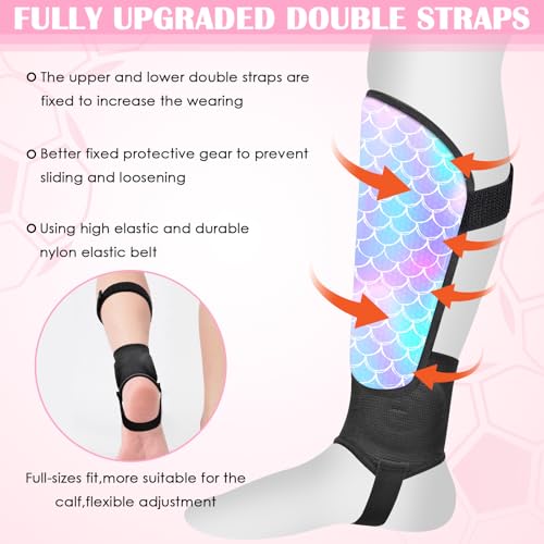 Soccer Shin Guards for Kids Girls Toddler, Shin Pads Shin Guard Equipment with Ankle and Leg Calf Protection Shin Guards Soccer for Kids 2-7 Years - color: Blue Mermaid