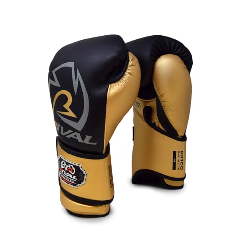RIVAL Boxing RB100 Professional Bag Gloves, 6mm of D30 Padding, Handcrafted Microfiber, Innovative Wrist Lock 3 System - color: Black/Gold, size: X-Large