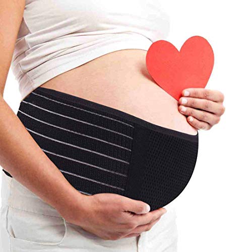 Pregnancy Belly Band Maternity Support Belt Eases Back Pelvic Pain | Belly band eases back pelvic pain. Breathable, adjustable, secure Velcro, durable, great value(Black/One size) - color: Black, size: One Size