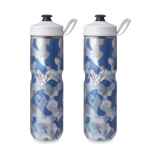 HydraPak | Polar Bottle - Polar Sport Insulated Water Bottle 2-Pack - BPA-Free, Sport & Bike Squeeze Bottle with Handle (Contender Blue, 700ml / 24oz) - color: Contender Blue, style: 24oz/700ml (2-Pack)