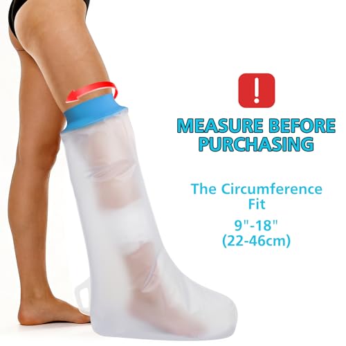 Asunby Cast Covers for Shower Leg, Waterproof Upper Leg Cast Cover for Showering, Reusable Cast Protector for Bath Long Leg Adult, Shower Boots for Foot after Surgery, Used for Bandages - size: Adult Leg-Long