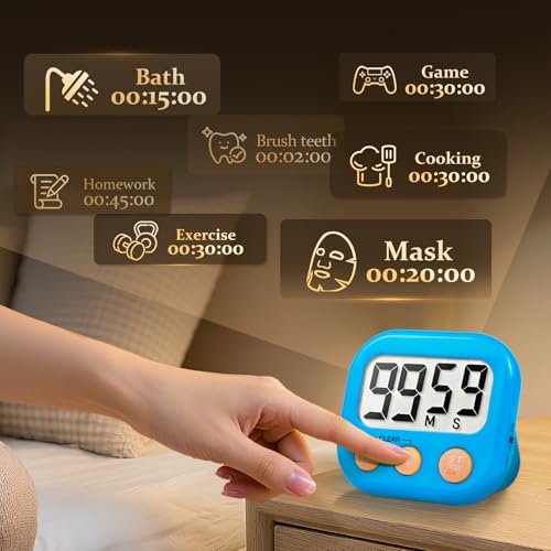 6 Pack Digital Kitchen Timer Small Classroom Timers for Kids Teachers (Blue&Pink) - color: Blue&pink